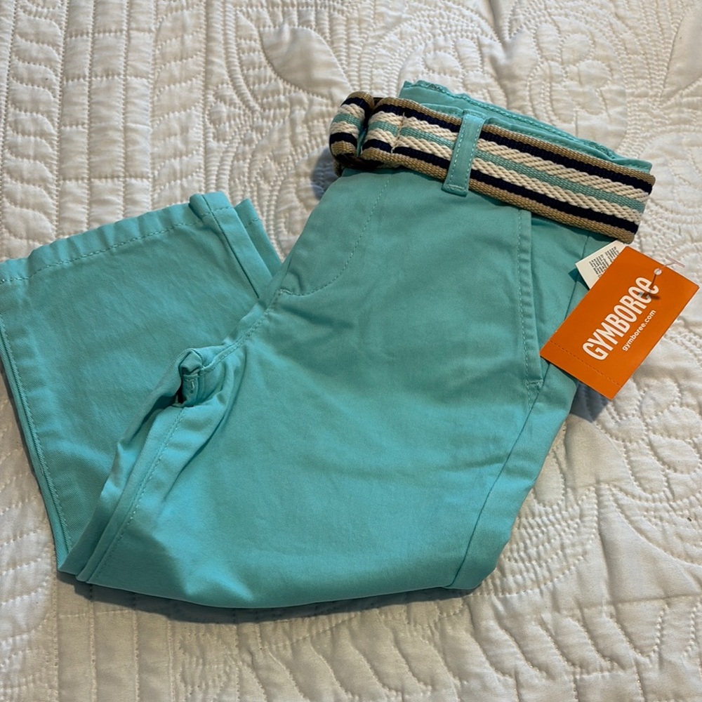 Gymboree Aqua Pants with Striped Belt